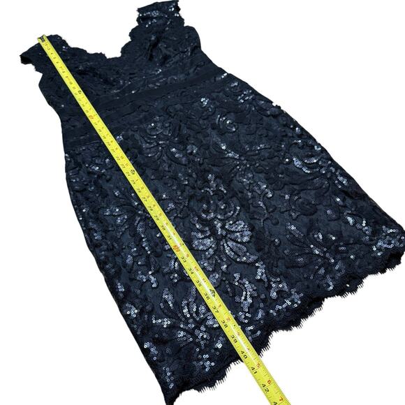 Tadashi Shoji Embellished Metallic Lace Sheath Dress Sz 12 Whimsigoth Witchy - Picture 9 of 9